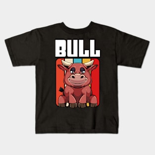 Bull - Cute Retro Style Kawaii Cattle Kids T-Shirt